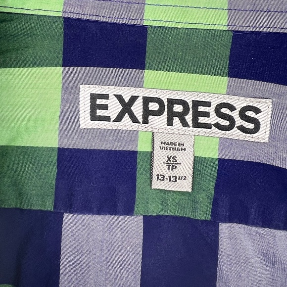Mens EXPRESS | Button Up | XS | Blue & Green Plaid / Checker l Fitted | - Picture 5 of 8